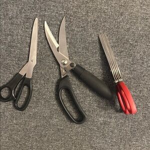 Set of Scissors and Shears with Red and Black Handles